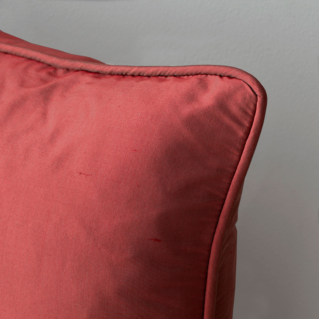 Red best sale silk cushions