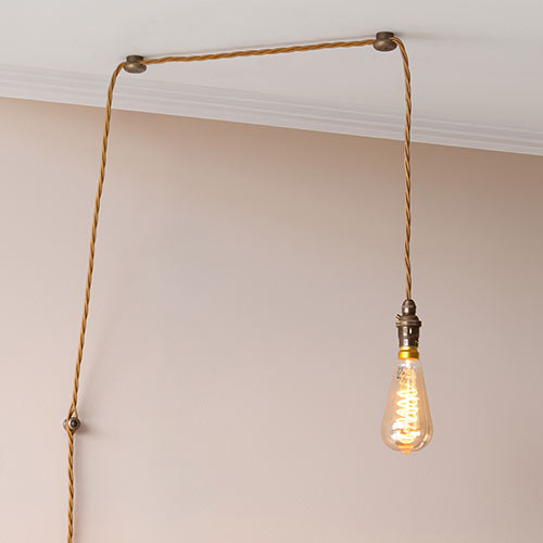 Plug-In Pendant Lampholder in Antiqued Brass