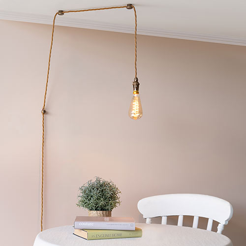 Plug-In Pendant Lampholder in Antiqued Brass