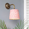 13cm Pendant French Drum Shade in Raspberry Spring Leaf