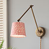 13cm Pendant French Drum Shade in Raspberry Spring Leaf