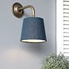 13cm Pendant French Drum Shade in Indigo Blue Waterford Linen