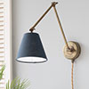 15cm Pendant Empire Shade in Indigo Blue Waterford Linen