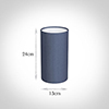 13cm Narrow Cylinder Shade in Blue Faux Silk