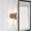 Dorset Double Wall Light, Frosted Glass, in Antiqued Brass