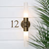 Dorset Double Wall Light, Frosted Glass, in Antiqued Brass