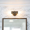 Dorset Double Wall Light, Frosted Glass, in Antiqued Brass