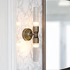 Dorset Fluted Double Wall Light in Antiqued Brass