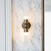 Dorset Fluted Double Wall Light in Antiqued Brass