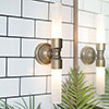 Dorset Fluted Double Wall Light in Antiqued Brass