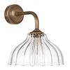 Octavia Fluted Bathroom Wall Light with Keats Arm in Antiqued Brass