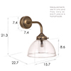 Hartley Bathroom Wall Light with Eliot Arm in Antiqued Brass