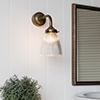 Fisher Bathroom Wall Light with Eliot Arm  in Antiqued Brass