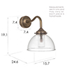 Hartley Bathroom Wall Light with Blake Arm  in Antiqued Brass