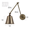 Club Articulated Wall Light in Antiqued Brass