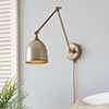 Borough Articluated Plug-In Wall Light in Antiqued Brass