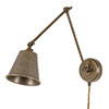 Club Articulated Plug-In Wall Light in Antiqued Brass