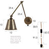 Club Articulated Plug-In Wall Light in Antiqued Brass