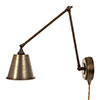 Club Articulated Plug-In Wall Light in Antiqued Brass