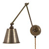 Club Articulated Plug-In Wall Light in Antiqued Brass