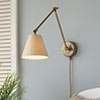 Articulated Plug-In Wall Light in Antiqued Brass