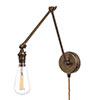 Articulated Plug-In Wall Light in Antiqued Brass