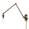 Articulated Plug-In Wall Light in Antiqued Brass