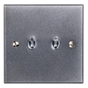 2 Gang Steel Toggle Switch Polished Bevelled Plate