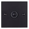 1 Gang Black Button Switch Matt Black Bevelled