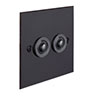 2 Gang Black Button Switch Beeswax Bevelled Plate