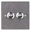 2 Gang Steel Button Switch Polished Bevelled Plate