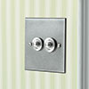 2 Gang Steel Button Switch Polished Bevelled Plate