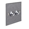 2 Gang Steel Button Switch Polished Bevelled Plate