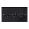 3 Gang Black Button Switch Matt Black Bevelled