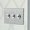 3 Gang Steel Button Switch Polished Bevelled Plate