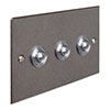 3 Gang Steel Button Switch Polished Bevelled Plate