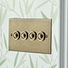 4 Gang Brass Button Switch in Antiqued Brass, Bevelled