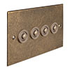 4 Gang Brass Button Switch in Antiqued Brass, Bevelled