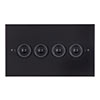 4 Gang Black Button Switch Matt Black Bevelled