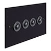 4 Gang Black Button Switch Matt Black Bevelled