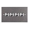 4 Gang Steel Button Switch Polished Bevelled