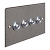 4 Gang Steel Button Switch Polished Bevelled