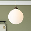 Holborn Opal Glass Pendant Light in Antiqued Brass