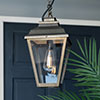 Hackney Outdoor Lantern (with chain) in Antiqued Brass