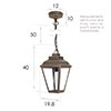 Hackney Outdoor Lantern (with chain) in Antiqued Brass