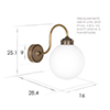 Compton Opal Bathroom/Outdoor Wall Light in Antiqued Brass