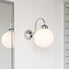 Compton Opal Bathroom/Outdoor Wall Light in Nickel