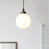 Compton Opal Bathroom Pendant Light in Antiqued Brass