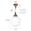 Compton Opal Bathroom Pendant Light in Antiqued Brass