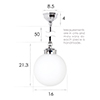 Compton Opal Bathroom Pendant Light in Nickel